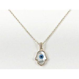 Hamsa Hand & Evil Eye Mother Of Pearl Necklace